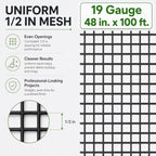 GoldPeak Black Hardware Cloth 1/2 Inch Mesh 48 Inch x 100 Foot 19 Gauge | Vinyl Coated Welded Wire Mesh Roll Chicken Wire Fencing Garden Fence Tree Guard Hardware Mesh Wire Fence Roll