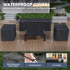 amopatio aluminum patio furniture set with 5'' thick, front angle view