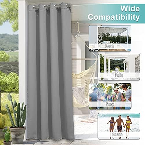 nicetown 2 panels outdoor curtains for patio waterproof showing dimensions