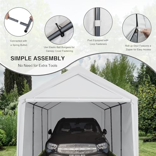 carport 10x20ft heavy duty canopy storage shed,portable garage, close-up detail
