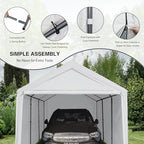 carport 10x20ft heavy duty canopy storage shed,portable garage, close-up detail