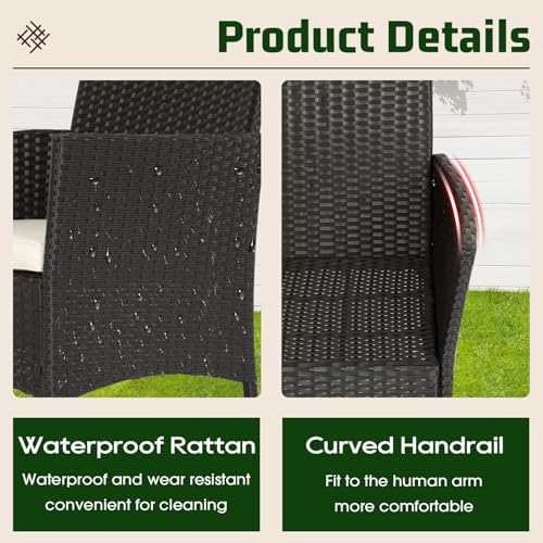 fdw 4-piece patio furniture set | black |, close-up detail