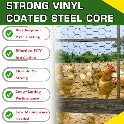 chicken wire 48inx150ft, premium chicken wire fencing, chicken showing dimensions