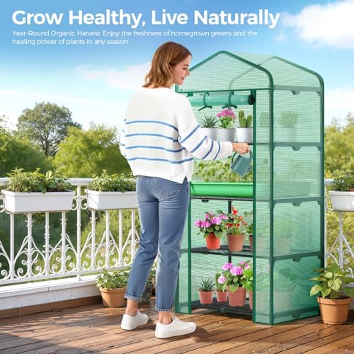 ohuhu mini greenhouse for indoor outdoor, 27 x, front angle view