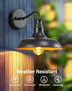 dewenwils 2 pack gooseneck barn outdoor wall light shown in use