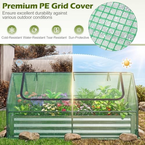 safstar raised garden bed with cover, 6ft x shown in use
