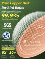 Mellbree Bird Bath Copper Disc, 0.6mm Reinforced 99.99% Pure Copper Cleaning Disk for Physical Safe Clean Water All-Season, Universal Fit for Outdoor Birdbaths, Bowl, Bird Bath Solar