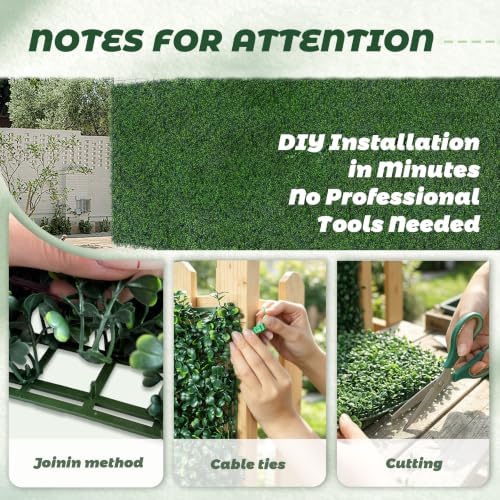 tttm uv-resistant artificial boxwood hedge vine panels: 20"x20" showing dimensions