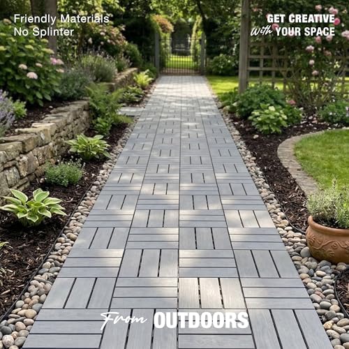 acacia interlocking deck tiles, 12in, 9pcs outdoor flooring, close-up detail