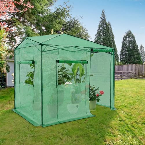eagle peak 6x8 easy setup pop up greenhouse, front angle view