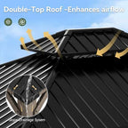 aoxun 12x14 ft heavy duty cedar wood carport, close-up detail