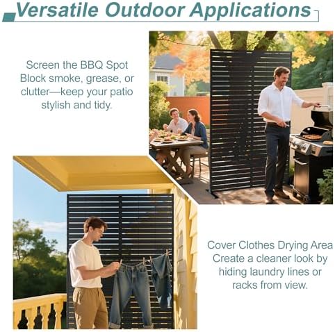 metal privacy screen outdoor freestanding privacy wall panels, side view