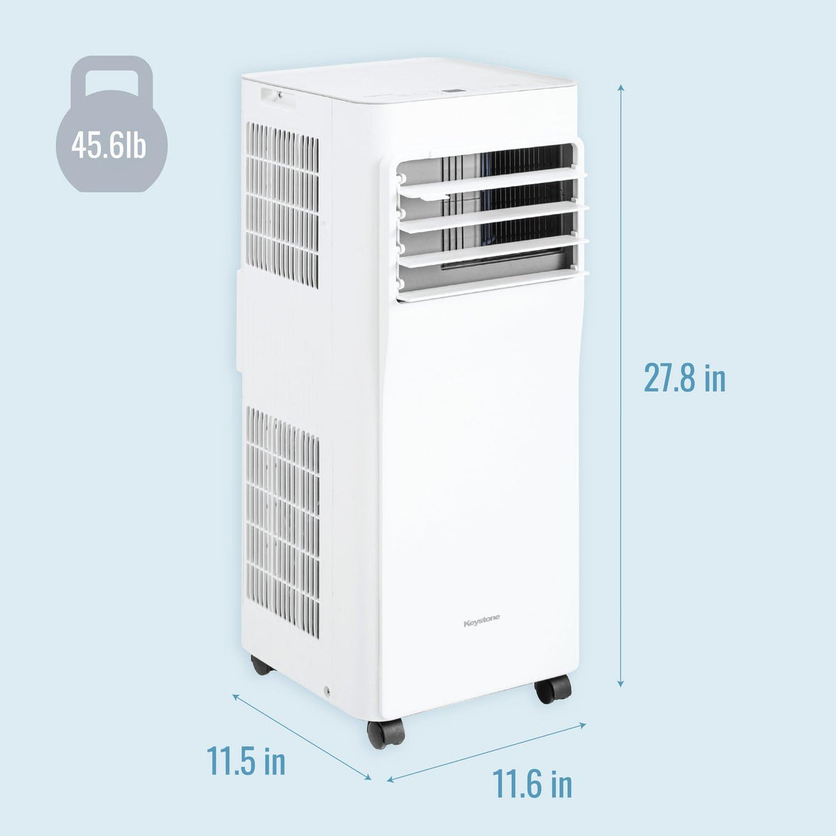 keystone 8,500 btu ashrae/5,000 btu doe 115v portable, front angle view