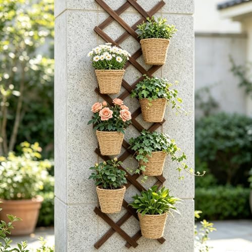 wood lattice fence panels for outside 13.4"x78.8" expandable, side view