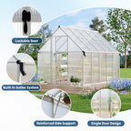8'x10' aluminum-framed polycarbonate greenhouse, heavy duty polycarbonate greenhouse, package contents