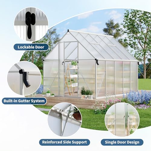 8'x10' aluminum-framed polycarbonate greenhouse, heavy duty polycarbonate greenhouse, package contents
