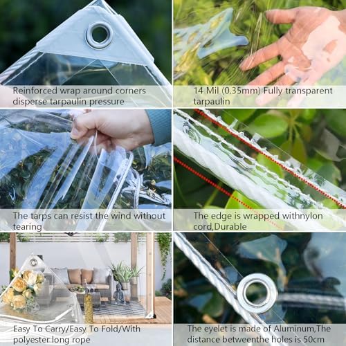 lc&qs clear tarps heavy duty pvc, transparent tarp, side view