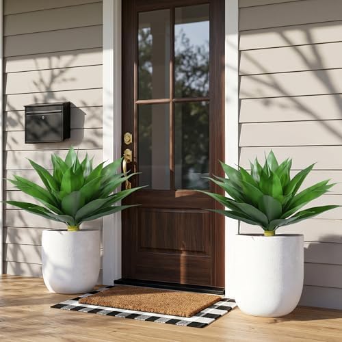 ivydale fake plants agave artificial plants outdoor 2, front angle view