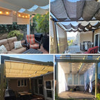 patio 4'w x 16'l pergola shade cover retractable showing dimensions