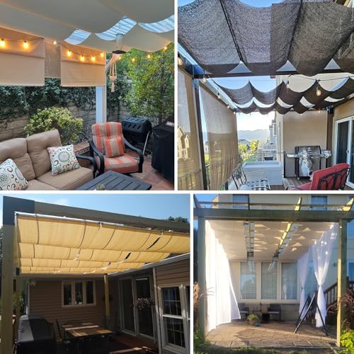 patio 4'w x 16'l pergola shade cover retractable showing dimensions