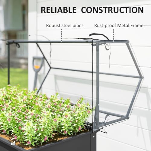 outsunny raised garden bed with flip-up cover, 39.4"x18.9"x48.8", package contents