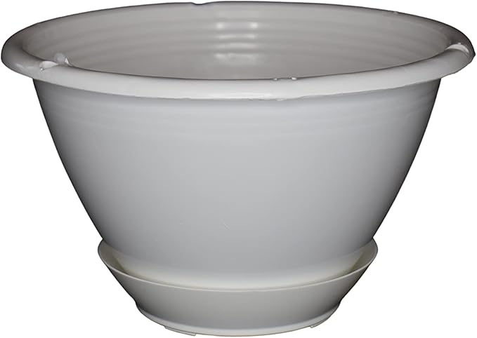 8'' White Plastic Hanging Basket with Saucer by Koba (5)