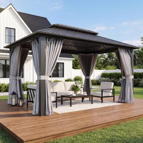 14x10ft hardtop gazebo gray, close-up detail