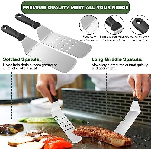 ewfen 35pcs griddle accessories kit, flat top grill, close-up detail
