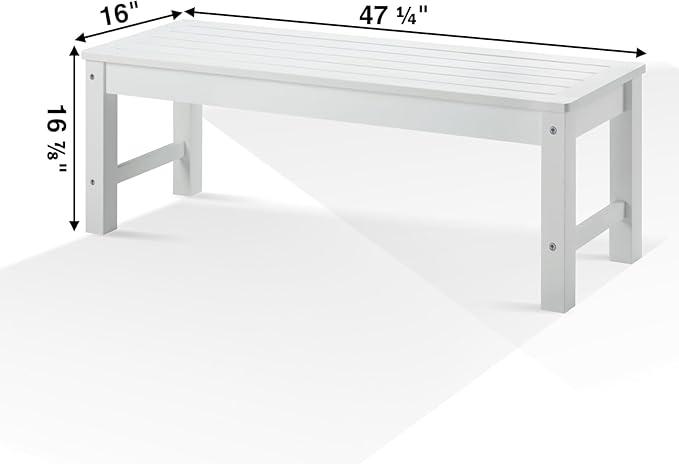 Psilvam Outdoor Bench, Two Person Poly Lumber Porch Bench, Weatherproof Garden Bench That Never Rot and Fade, Patio Bench Suit for Garden, Porch, and Park (2 pcs, White)