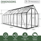 jocisland 6x16 ft walk-in polycarbonate greenhouse with 2, front angle view