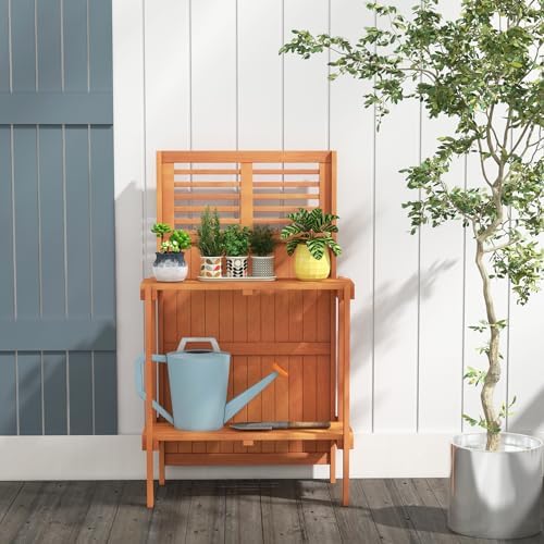 giantex folding potting bench, 2-tier gardening workstation w/storage, package contents