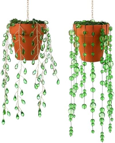 suncalla 2 pcs beaded plant suncatche glass leaf on a desk or shelf