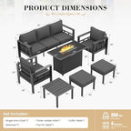 udpatio aluminum patio furniture set, 7-piece outdoor sectional, view 9