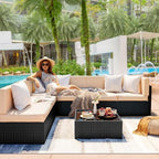pamapic 7 pieces outdoor sectional furniture，wicker patio sectional, side view