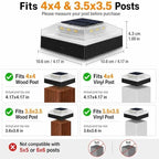 4x4 Solar Post Cap Lights Outdoor 2 Pack, 3 Color Modes/Dusk to Dawn/IP65 Waterproof, Fits 4x4 Vinyl/PVC Wood Posts Top, Black LED Fence Topper Light for Deck, Porch, Backyard