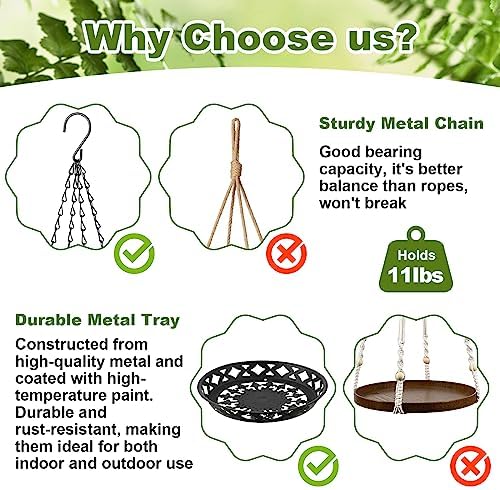 enhon 4 pack plant hanger, 12" metal hanging, close-up detail