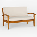 Idzo Laurent 700lbs Capacity Acacia Outdoor Loveseat, FSC Certified 2 Seater Patio Sofa with 3.9in Thick Cushions, Teak Finish Porch Couch for Garden Backyard