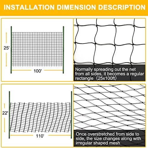 bstpcoo bird netting 25'x100' with 2.4" square mesh, front angle view