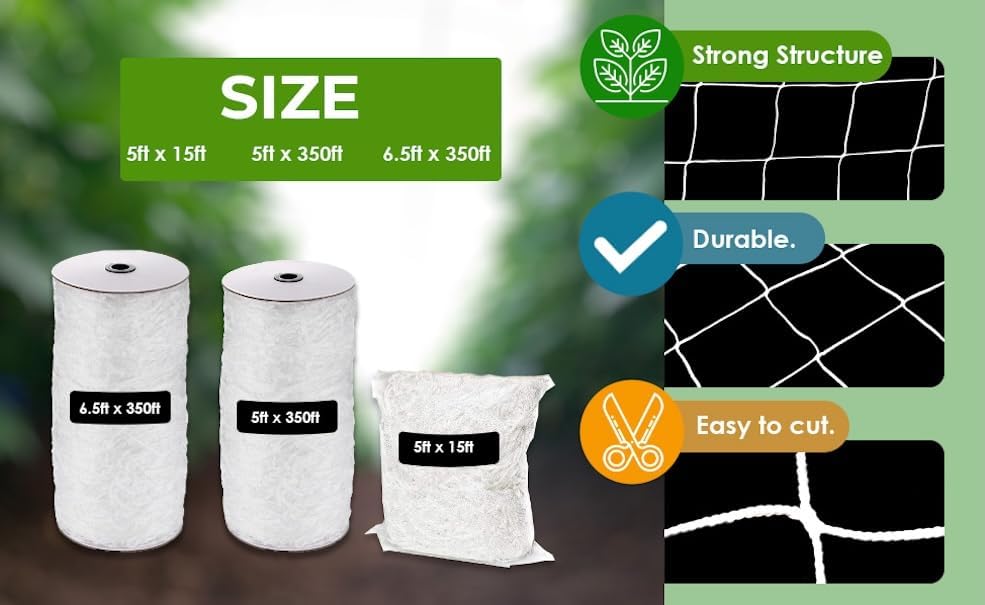 oldmacdonald heavy duty polyester trellis netting bulk roll on a desk or shelf