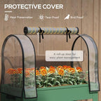 outsunny raised garden bed with greenhouse cover, lockable, close-up detail