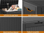 patiozen 30 gallon resin deck box, lockable patio, side view