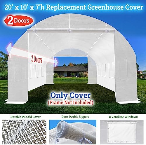 yardgrow 2-doors replacement greenhouse cover for larger walk shown in use