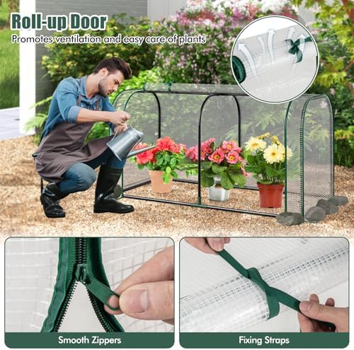 happygrill portable mini greenhouse with waterproof sun-protective pe, side view