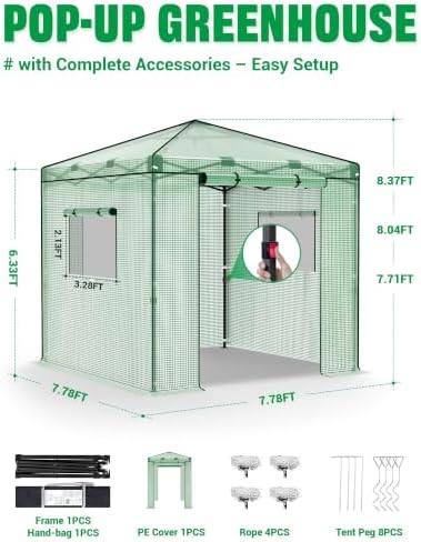 acepic 8x8 instant pop up greenhouses, walk-in greenhouse on a desk or shelf