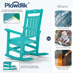 Oversized HDPE Outdoor Rocking Chair Set of 4, All-Weather, Aruba | Heavy Duty Patio Rockers with High Back, Extra Large & Extra Wide, Supports up to 380lbs, Perfect for Porch, Lawn, Garden