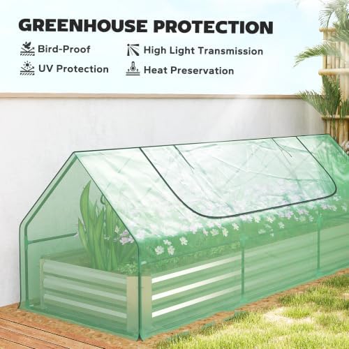outsunny 8.6 x 3 x 1ft metal planter, side view