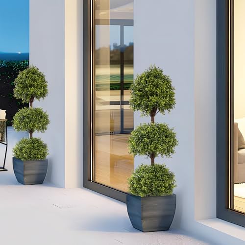 the bloom times 55" tall artificial boxwood triple, package contents