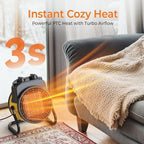 air choice greenhouse heater with digital thermostat, 1500w, side view