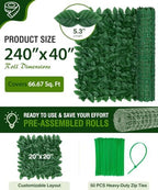 artificial ivy privacy fence screen, 240x40 inch dense shown in use