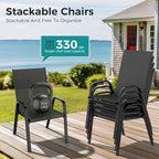 pamapic outdoor dining sets for 6, rectangular steel, view 9